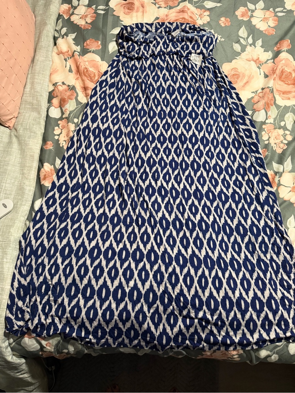 Poetry Blue and White Ikat Maxi Skirt